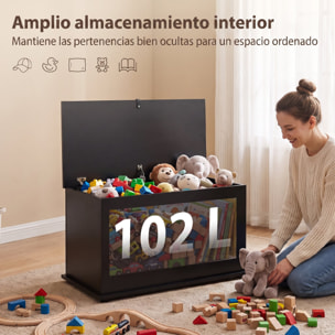 HOMCOM Baúl de Almacenaje 102L, Banco de Almacenaje, Banco Zapatero con Bisagra de Seguridad, Estilo Moderno, para Pasillo, Dormitorio, Recibidor, Salón, 80x40x45 cm, Negro