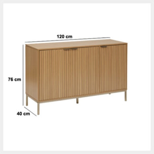 Buffet "Tasso" 3 portes L120cm effet bois naturel