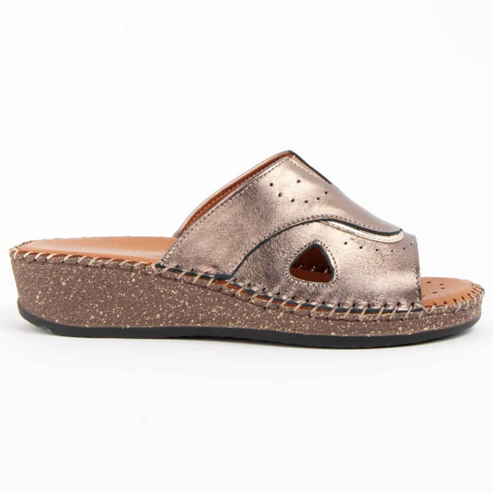 Sandalia De Cuña - Gris - Altura: 4 Cm