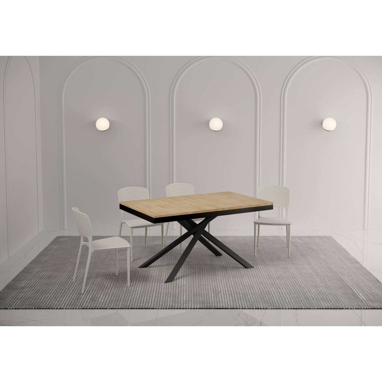 Mesa extensible 90x160/264 cm Karida Evolution roble natural estructura antracita