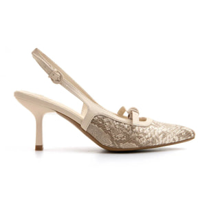 Slingback python-glam - BEIGE