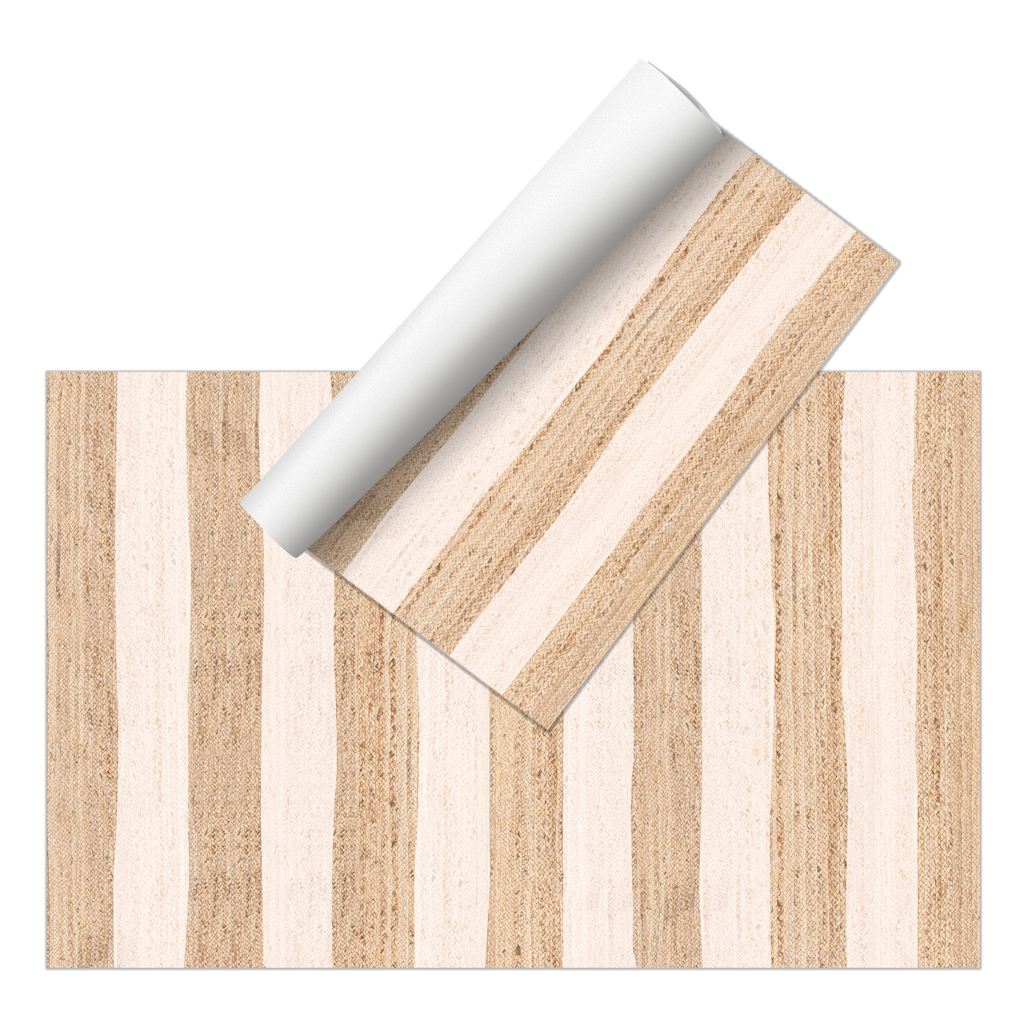 Alfombra de vinilo CERAMIKO, Rayas yute, imitación textura natural 66x100 cm