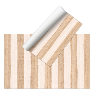 Alfombra de vinilo CERAMIKO, Rayas yute, imitación textura natural 66x100 cm