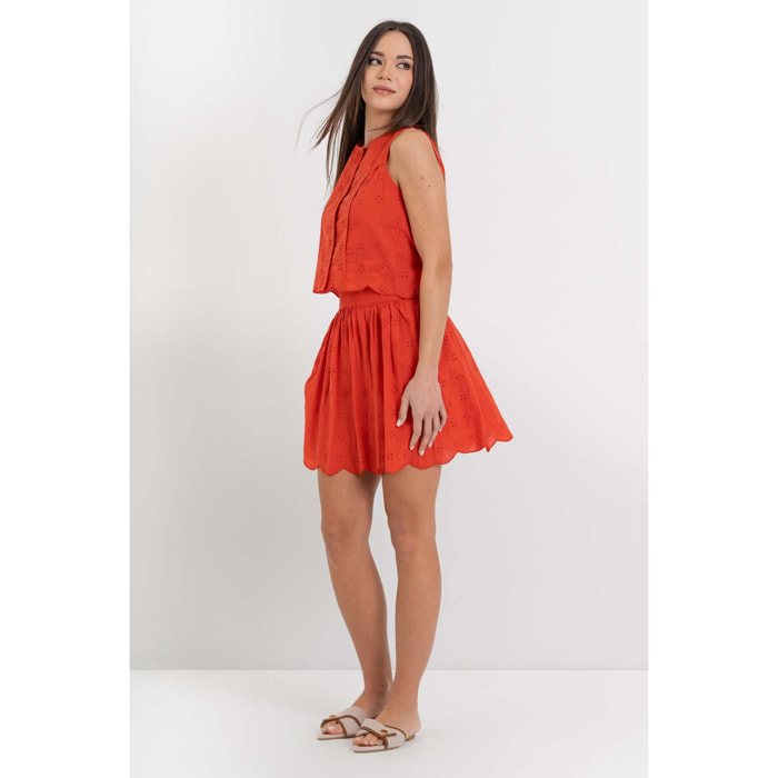 Kocca - Gonna da donna in cotone traforato con orlo smerlato Donna