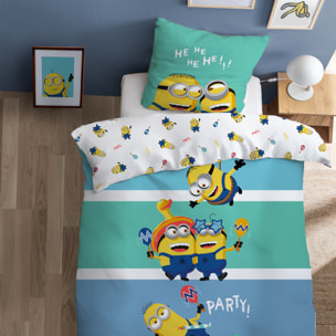 Parure de lit imprimée 100% coton, LES MINIONS FIESTA