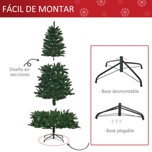 Árbol de Navidad Artificial 240 cm Ignífugo con 1499 Ramas con 2 Tipos de Puntas de PVC Base Plegable y Soporte de Acero Decoración Navideña de Interior Verde