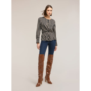 Motivi - Blusa de rayas con cruce - Gris