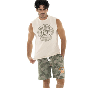 T-shirt smanicata da uomo in cotone Leone Military 1947