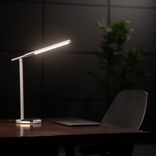 Forlight Avance Flexo led táctil con Regulador de Intensidad y Temperatura de luz. Cargador para móvil de inducción. Blanco.