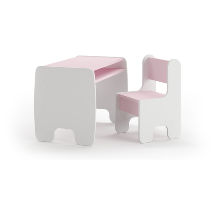 Set bambini TIMI tavolino e seggiolina bianco/rosa