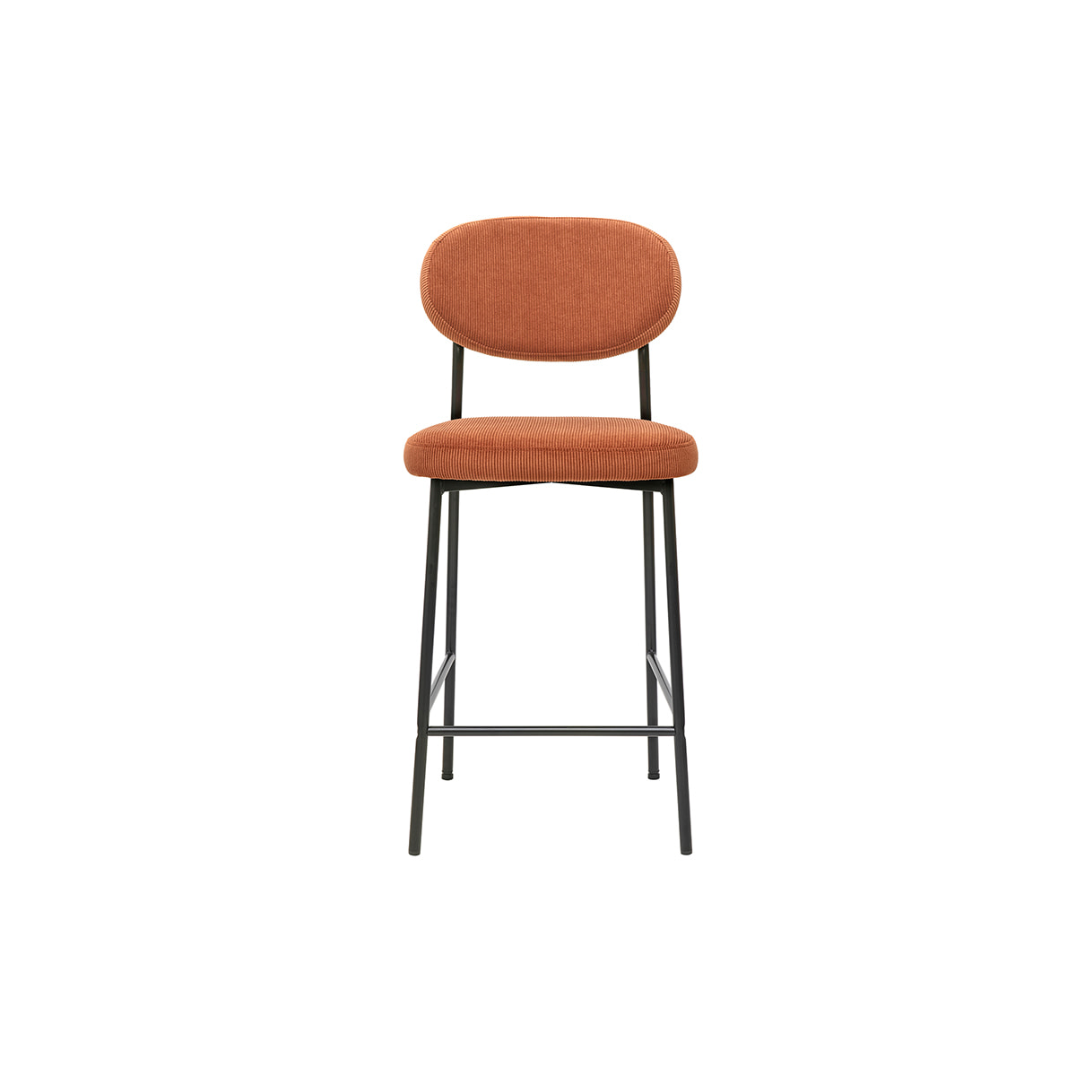 Tabourets de bar fixes en tissu velours côtelé terre brûlée H65 cm (lot de 2) BREKA
