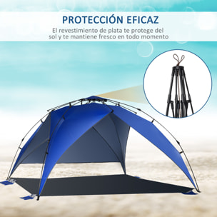 Tienda de Playa Plegable Carpa de Playa con Bolsa de Transporte Apertura Automática Protección UV e Impermeable para Parque Camping 247x247x145 cm Azul