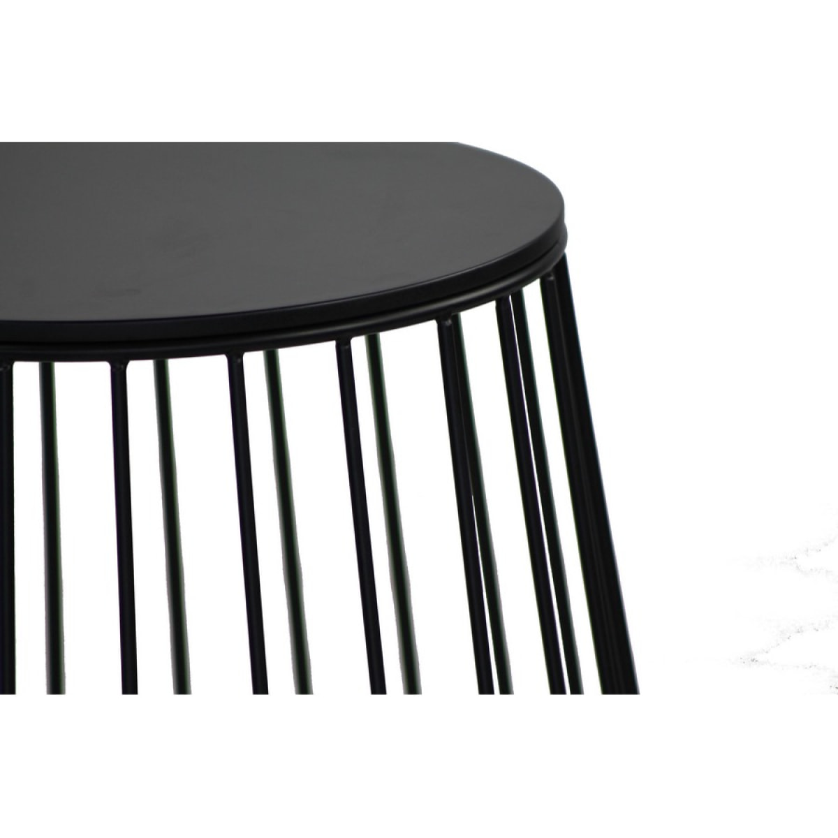 Tavolino da caffè 41,5x43 cm nero in metallo con ripiano in legno