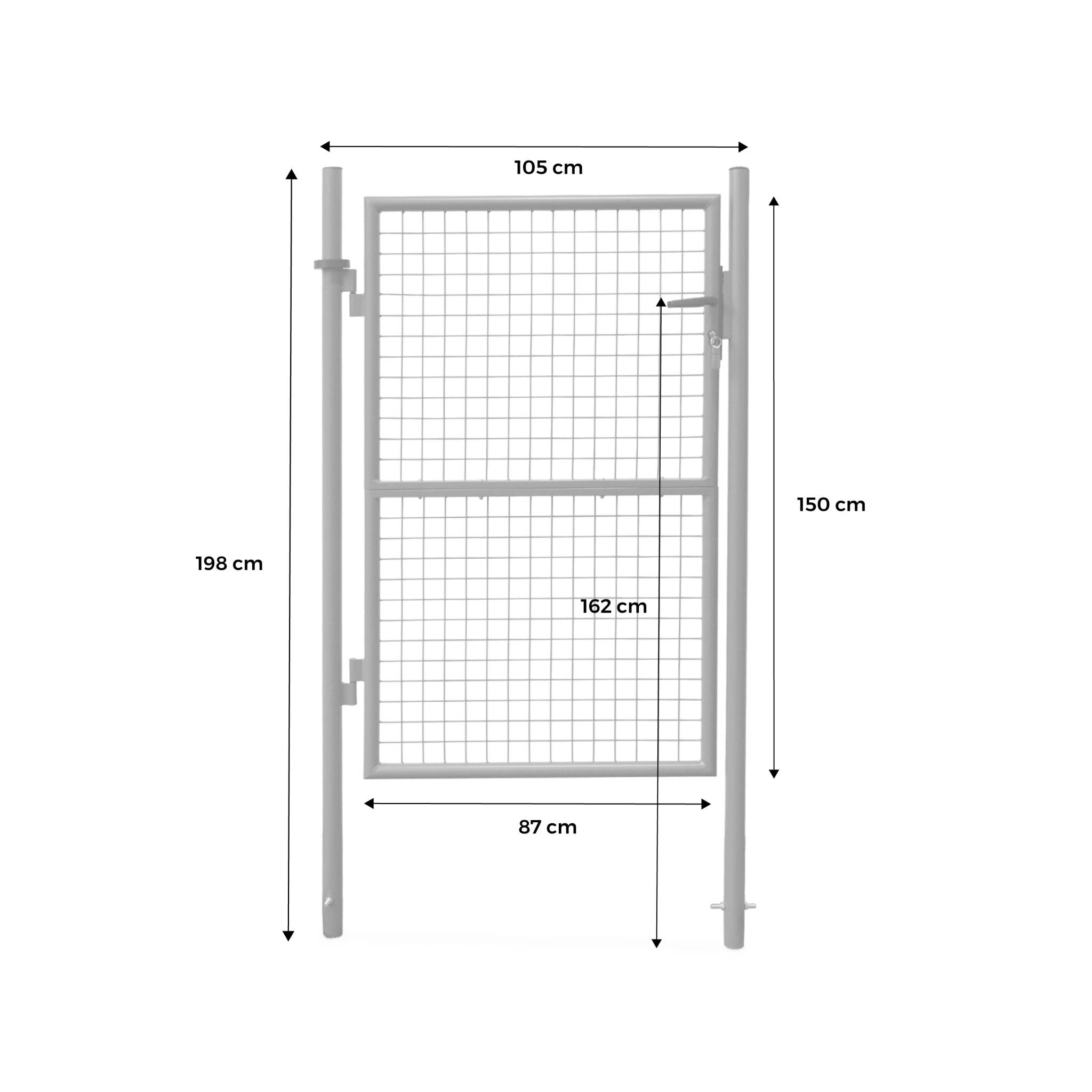 Portillon battant de jardin grillagé métal avec serrure et poignée PORTILLON 150 X 87CM