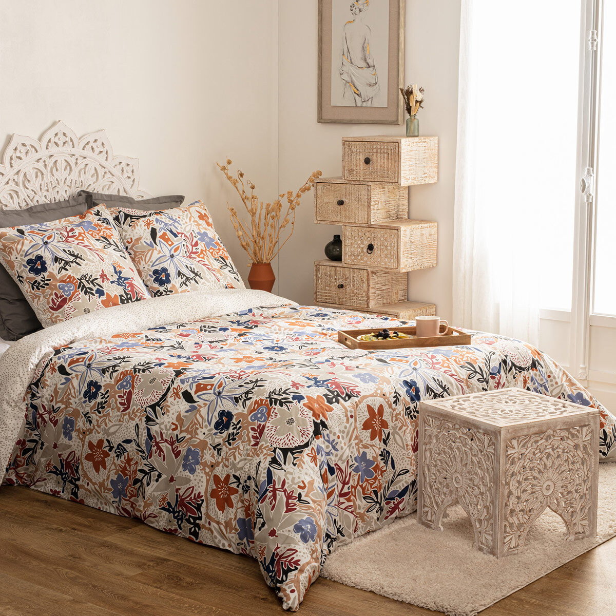 Parure de lit imprimée Alesio - percale - 240x220 cm