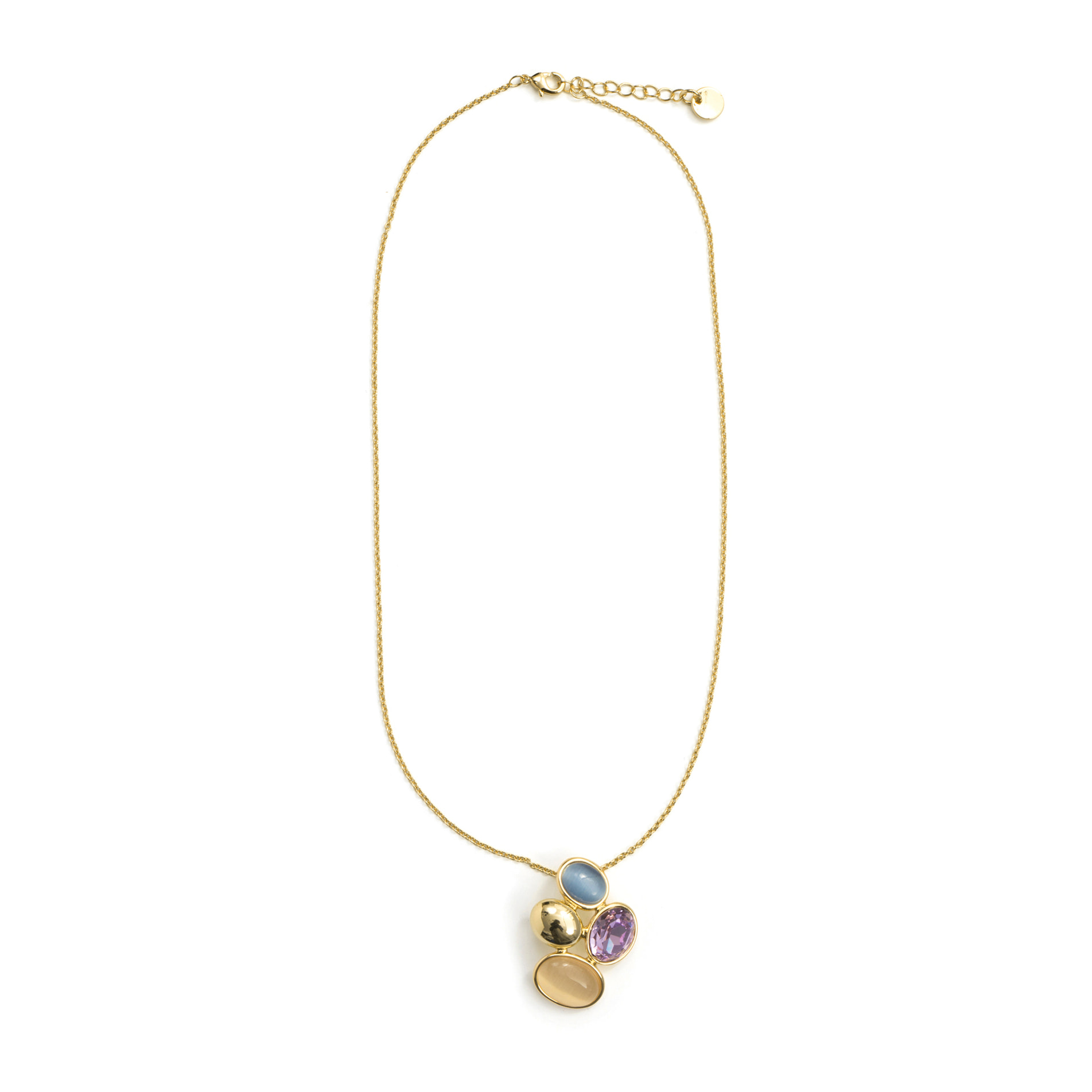 Collar de Cristal Morado acabado en oro amarillo de 18k