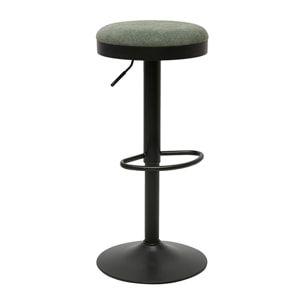 Tabourets de bar réglables en tissu chenille vert kaki et métal (lot de 2) THOR