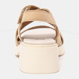 Sandalias con tacón 2062 NOBUCK CREAM-PORCELANA / VARSOVIA color Cream-porcelana