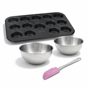 Set de 4 ustensiles de pâtisserie moule à gâteaux bol spatule Black mettallic Black mettallic Zenker  Black mettallic