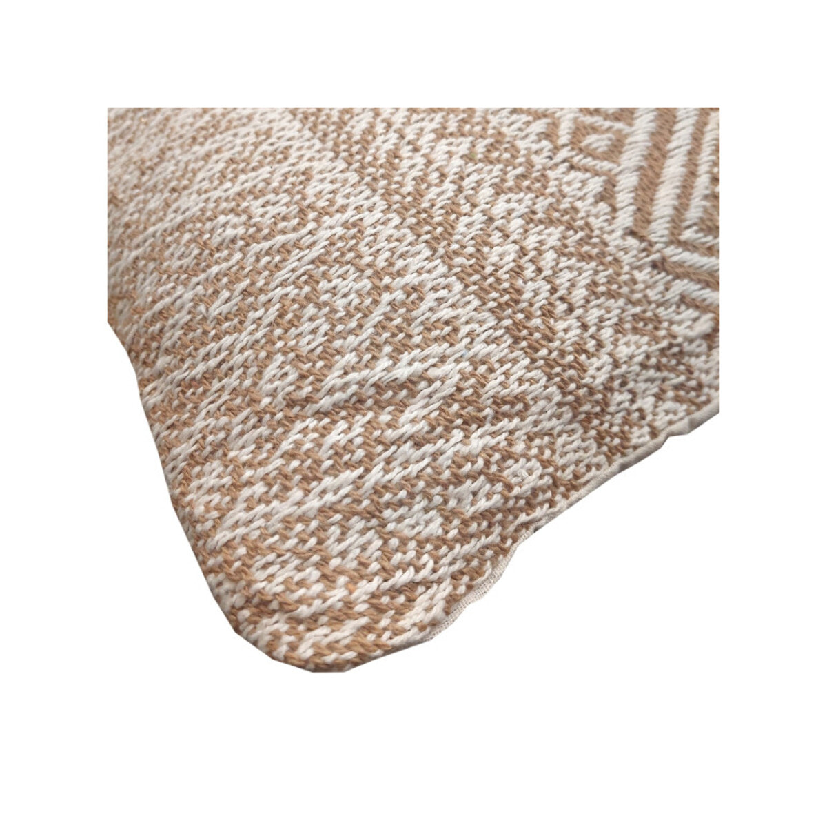 Coussin en coton brodé carré 40 x 40 cm motifs losanges beige - WINTER