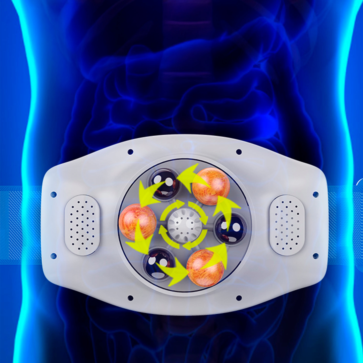 Cinturón de masaje para cintura y abdomen con compresa caliente de 3 intensidades y 2 niveles de potencia.