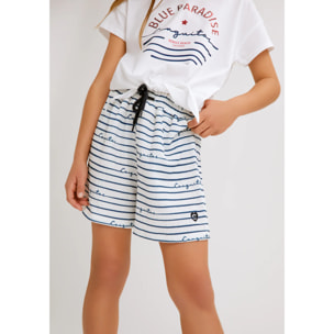 Camiseta Corta de Niña Con Nudo en Blanco