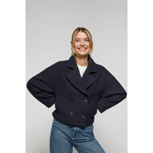 Abrigo corto Lona azul marino cruzado abotonado y detalles Polo Club