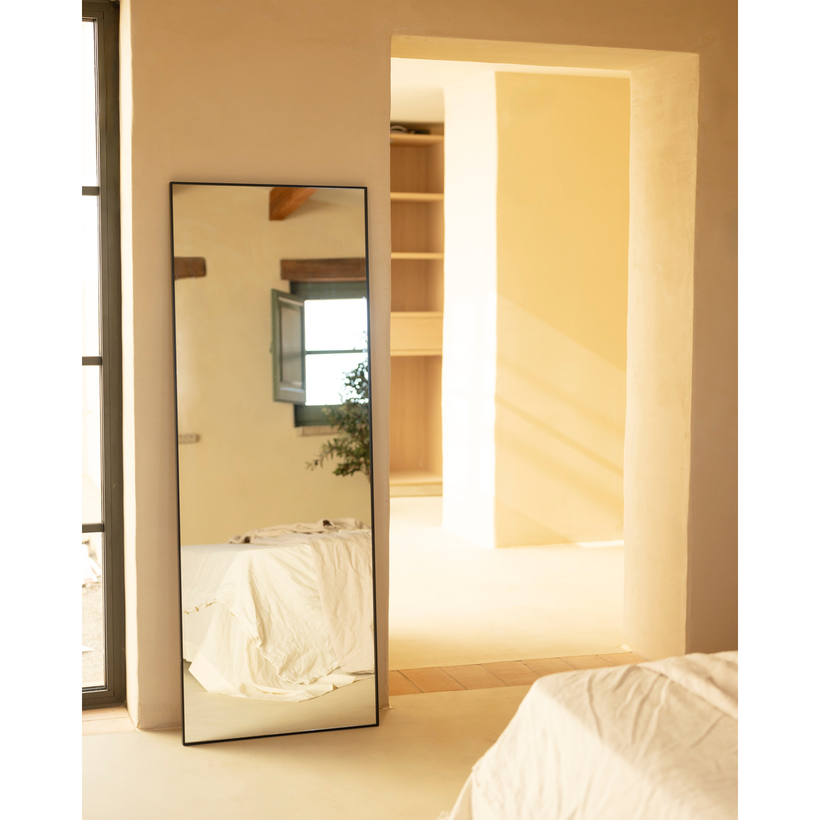 Miroir rectangulaire en acier inoxydable de couleur noire 58x158x2cm Hauteur: 157.7 Longueur: 57.5 Largeur: 2.2