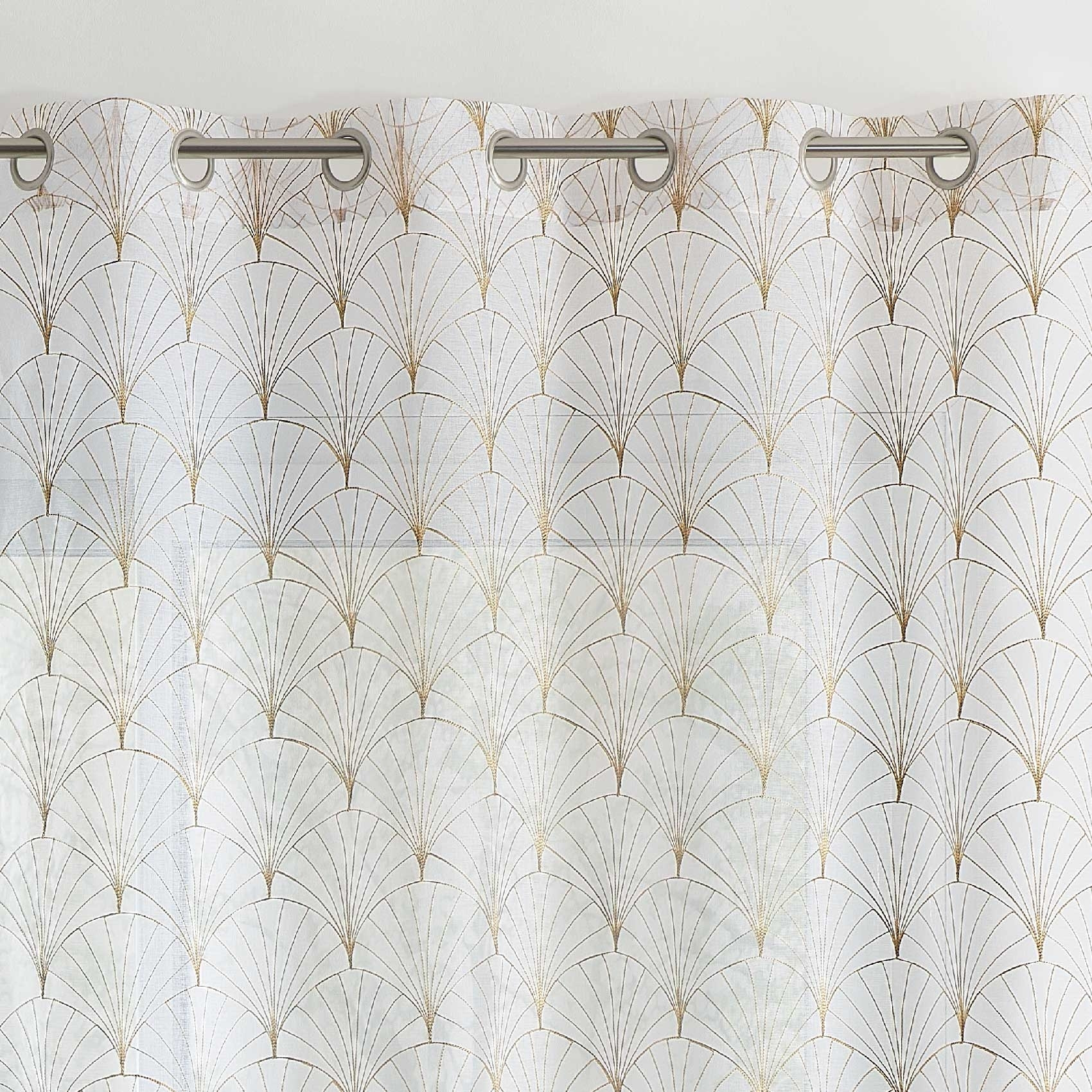 Voilage brodé style art déco - Beige