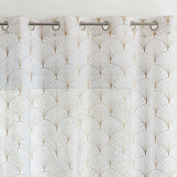 Voilage brodé style art déco - Beige