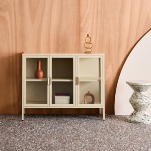 Buffet industriel métal et verre trempé 3 portes 100cm ARKANSAS