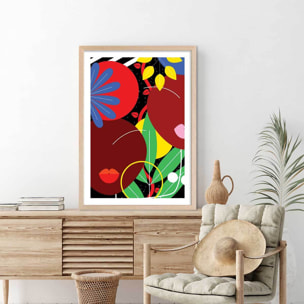 Affiche collage french kiss Affiche + cadre en bois - Chêne