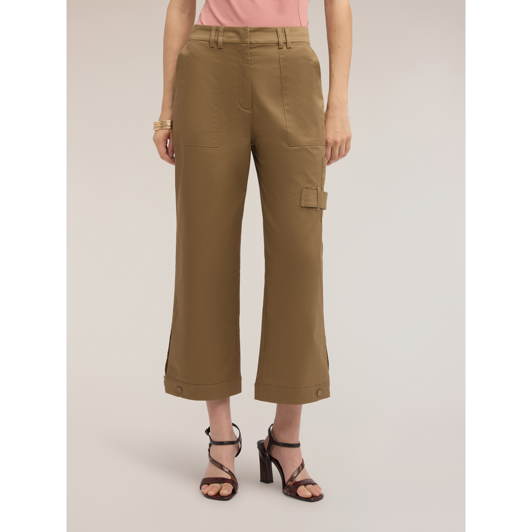 Motivi - Pantaloni cargo in gabardine di cotone - Marrone