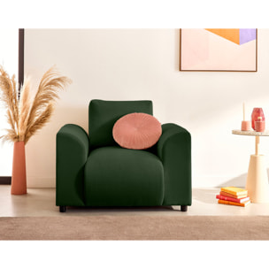 Camelia - fauteuil avec poche en velours - Vert