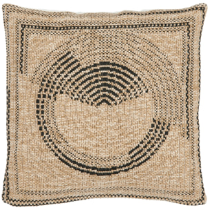 NATURE - Housse de coussin aspect jute motif graphique noir 50x50