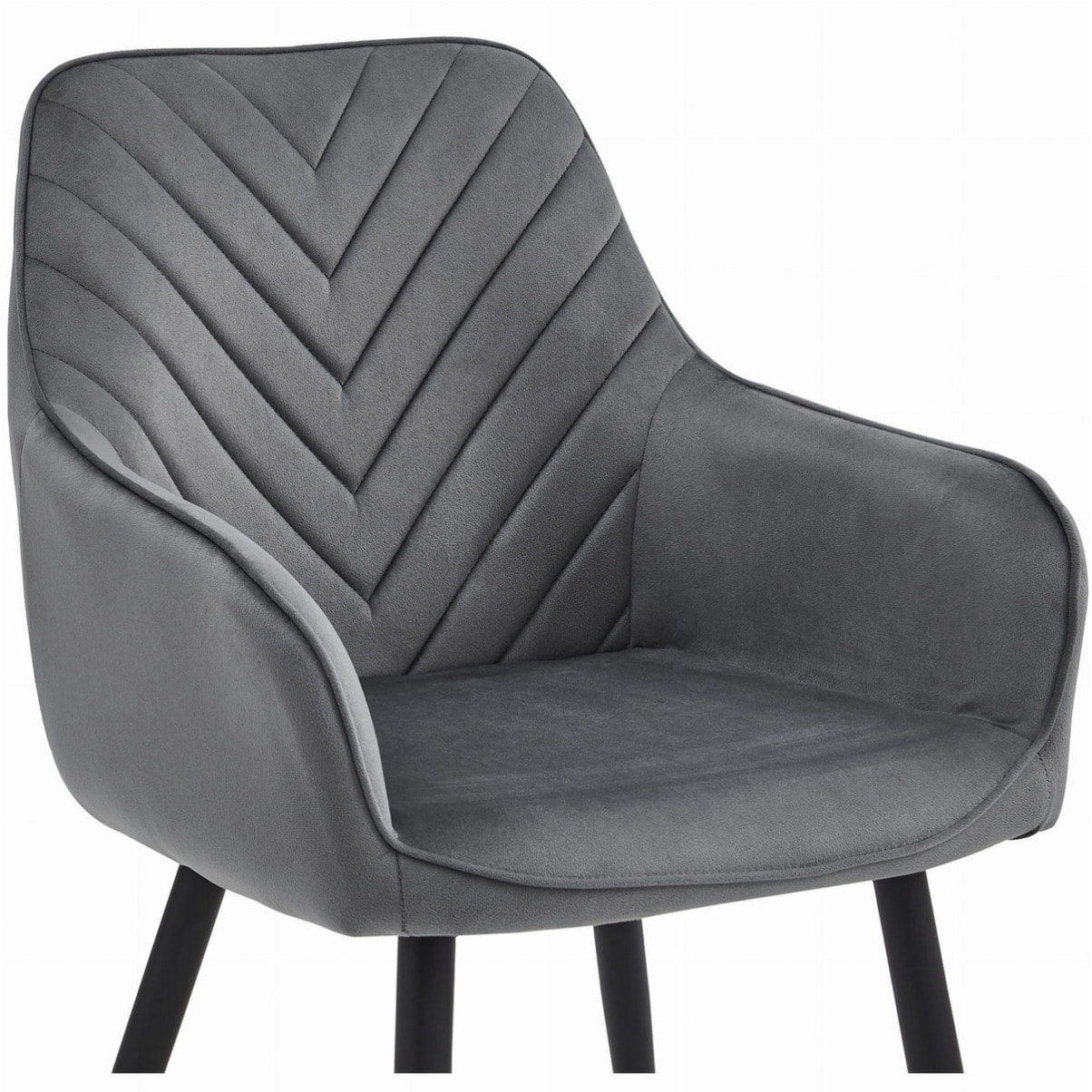 Sedia Nana in Velluto Grigio Scuro con Gambe Nere