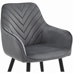 Sedia Nana in Velluto Grigio Scuro con Gambe Nere