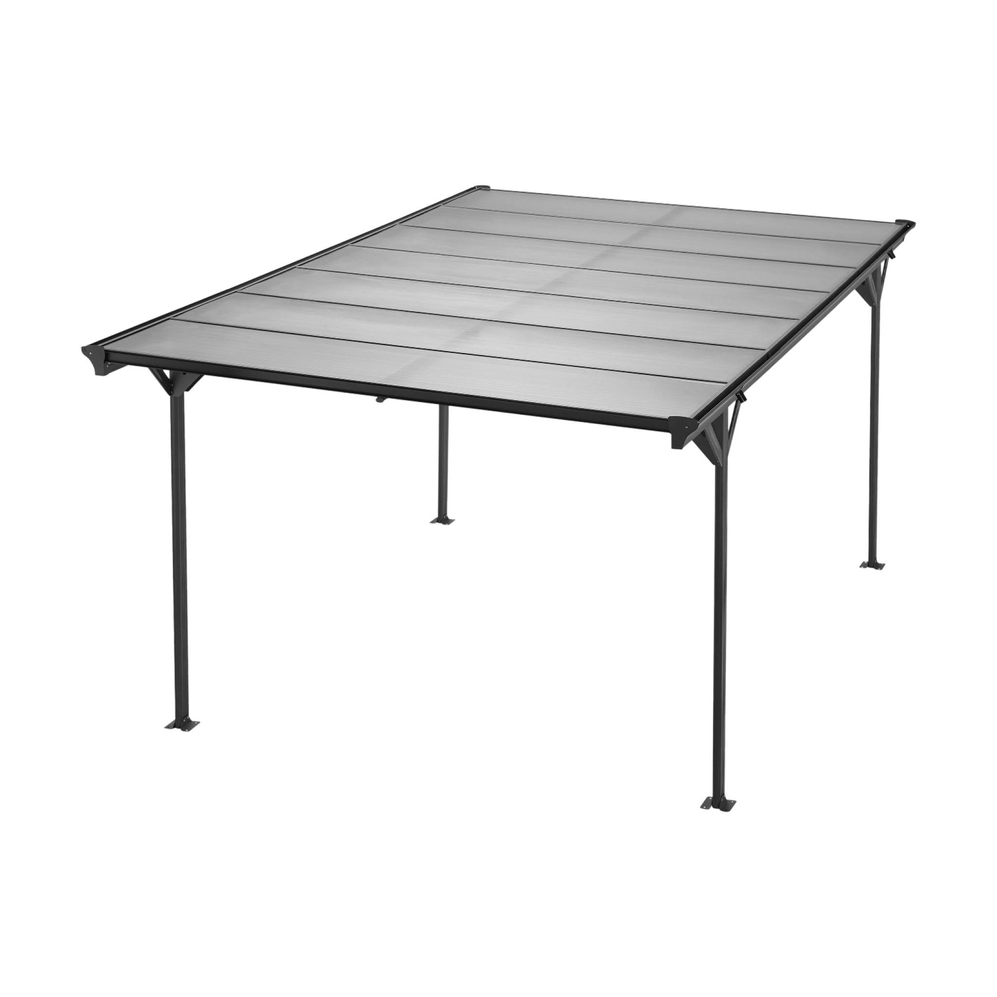 Carport aluminium. polycarbonate et acier inoxydable 15m² anthracite - 1 voiture max. - Le Born