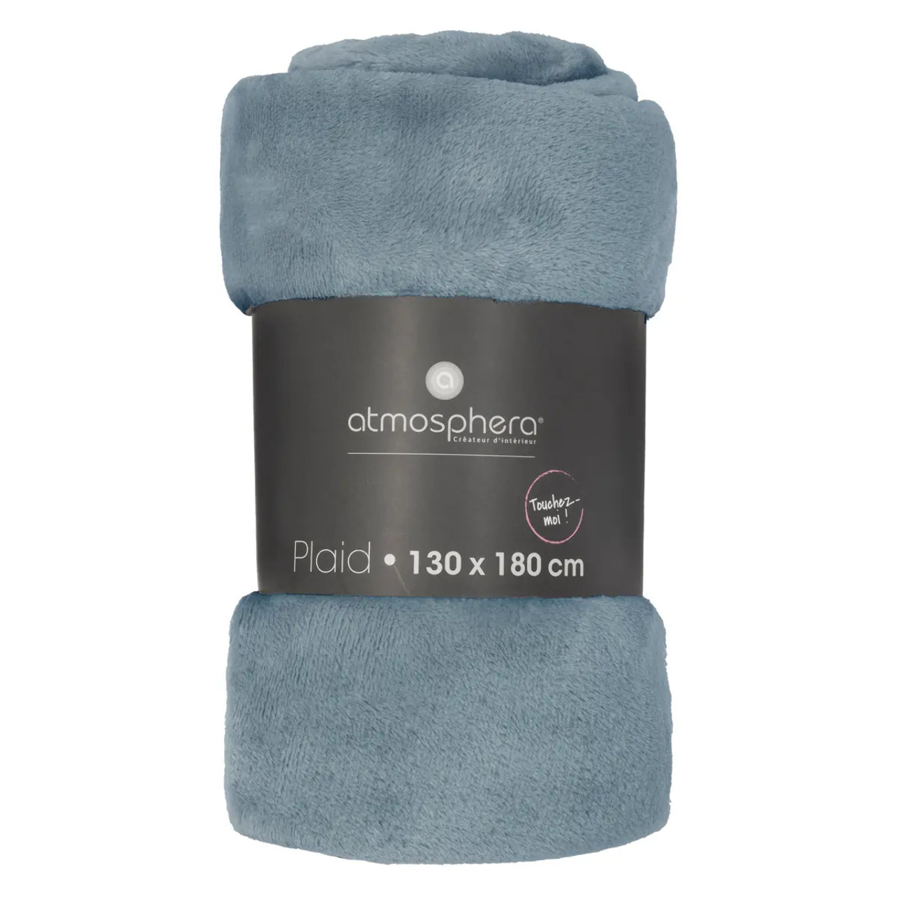 Plaid "Ollis" flanelle bleu orage 130x180cm