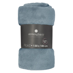 Plaid "Ollis" flanelle bleu orage 130x180cm