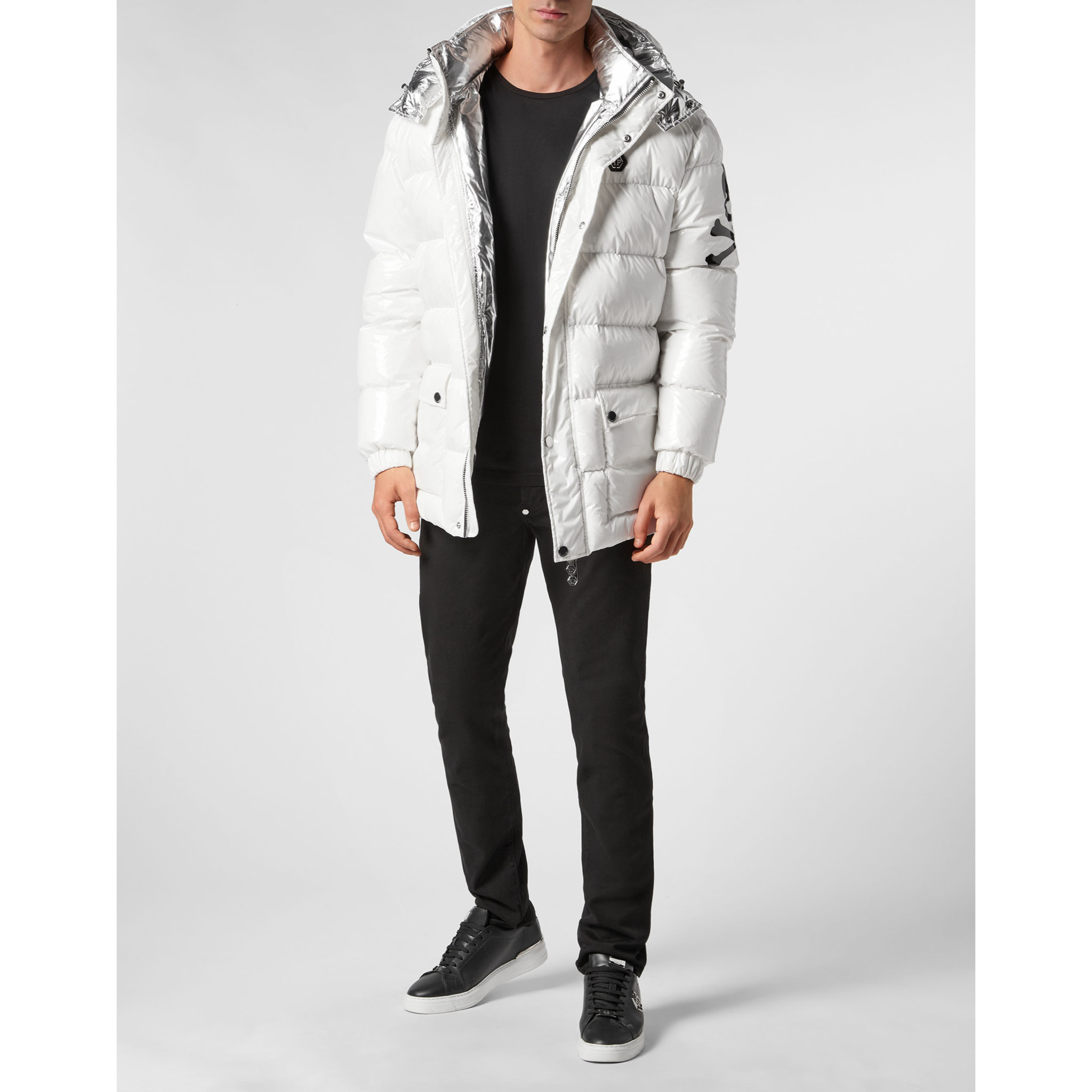 PHILIPP PLEIN Piumino lungo SKULL&BONES