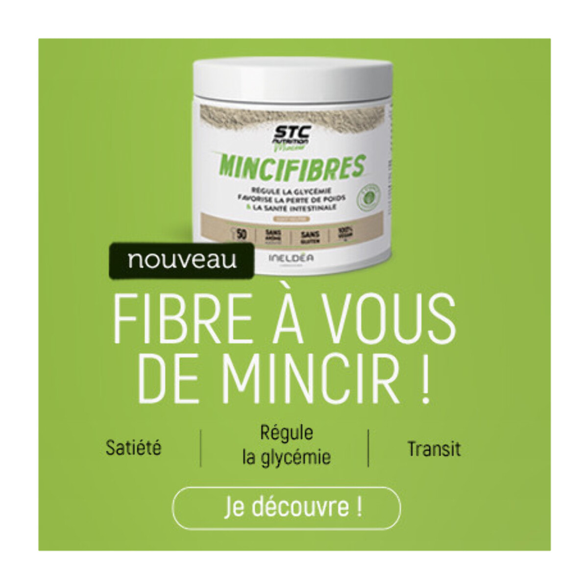 STC NUTRITION - Mincifibres - Complément alimentaire au Chicorée, Nopal, Pomme, Psyllium & Chrome - Favorise la perte de poids et la santé intestinale - Goût neutre - 50 doses