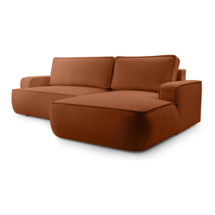 Nessino - canapé d'angle droit 4 places - convertible avec coffre - en tissu texturé - Terracotta