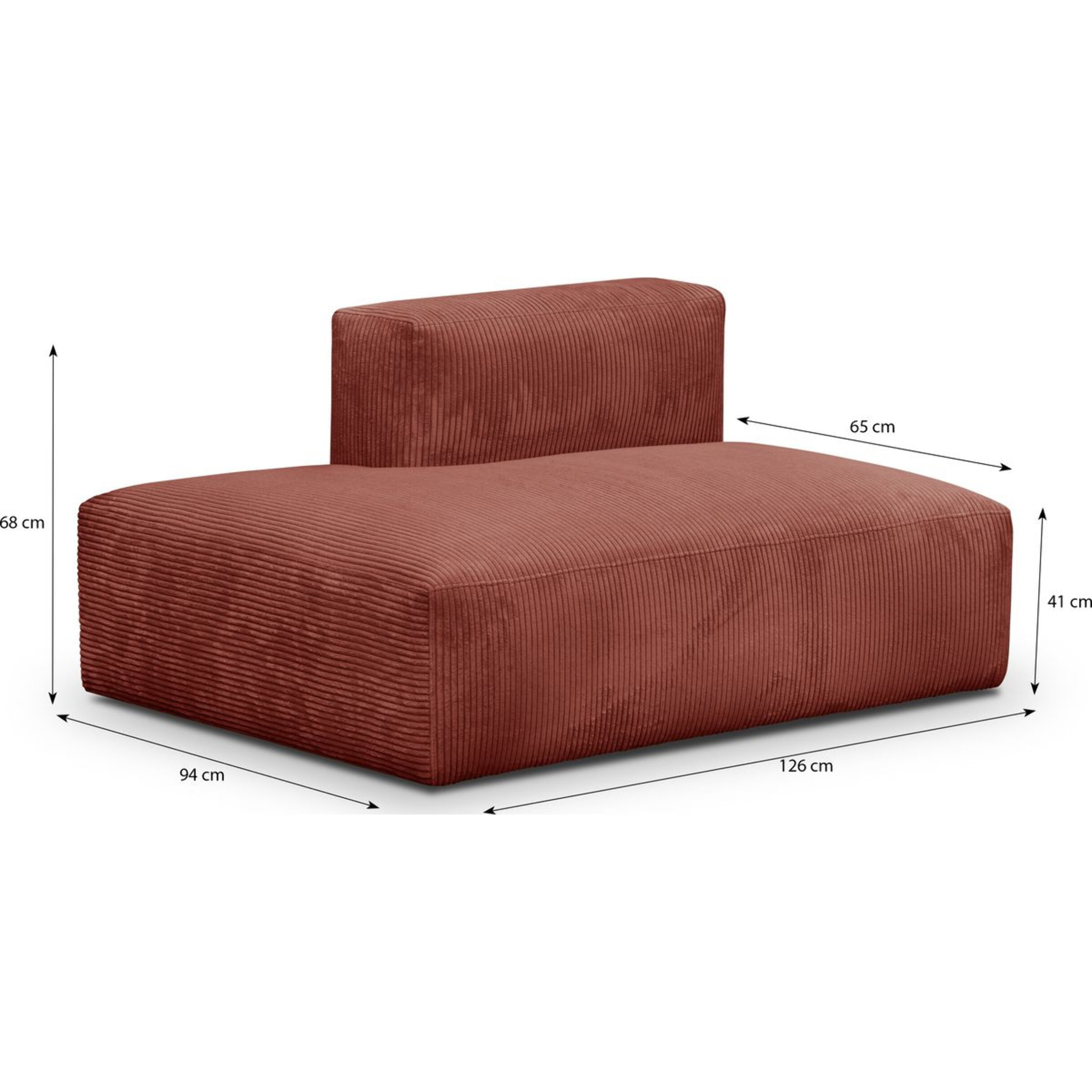 Canapé d'angle à droite modulable 5 places en velours côtelé + pouf - MODULO