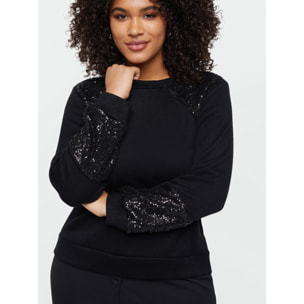 Fiorella Rubino - Sudadera con lentejuelas y aplicaciones de tejido - Negro