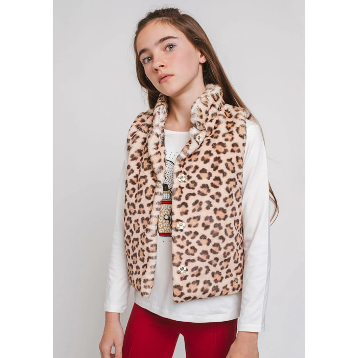 Chaleco de piel de leopardo para niña