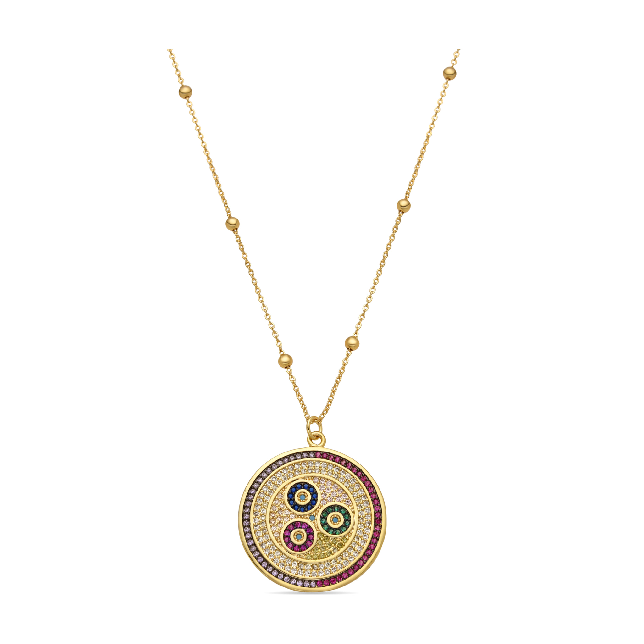 Collar con Circonita Multicolor acabado oro 18k