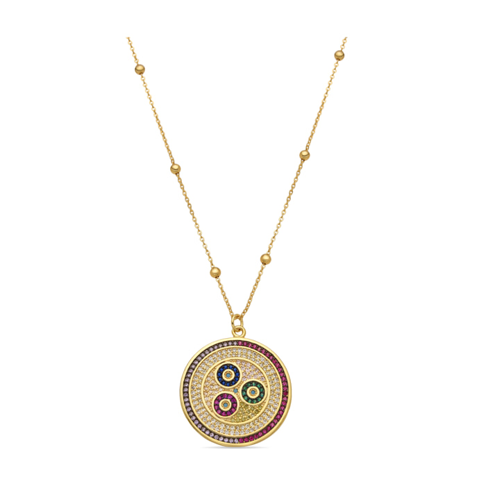 Collar con Circonita Multicolor acabado oro 18k