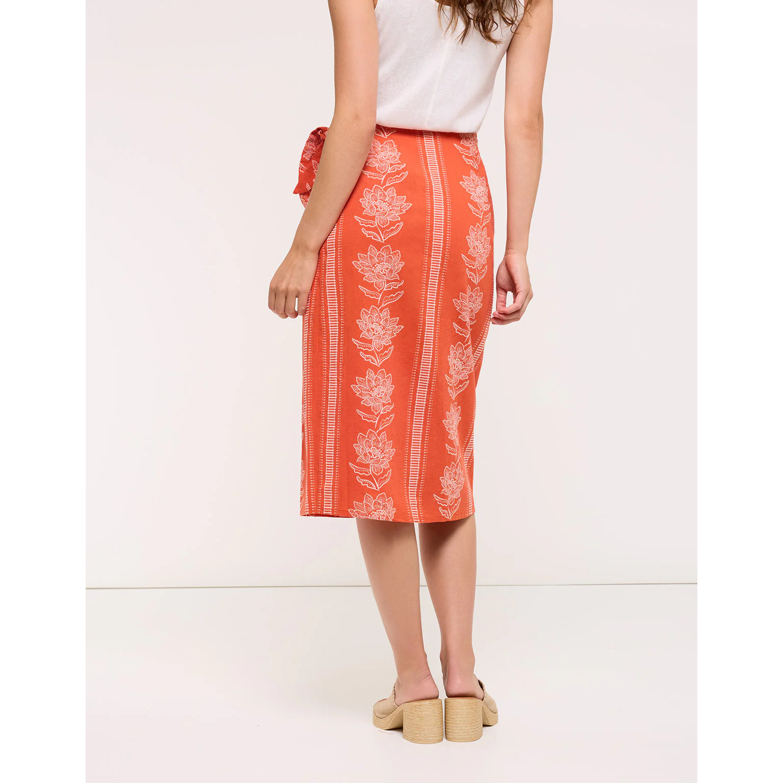 Falda Midi Naranja con Lazo - Gilia