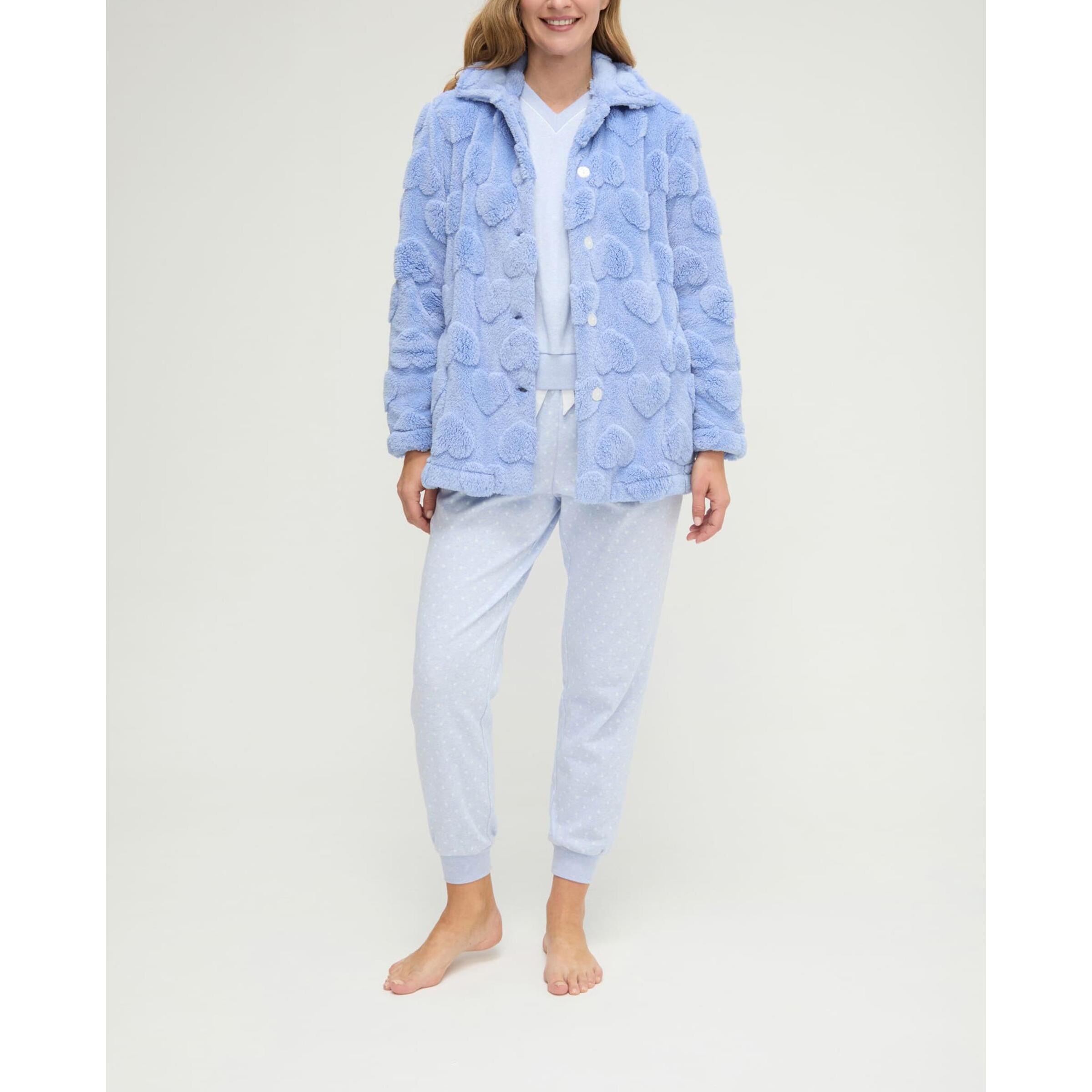 Conjunto mujer de pijama con bata corazones